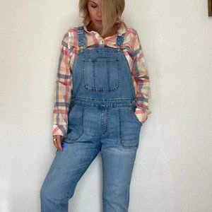 Denim Light Faded Wash Blue Jean Coverall Overalls Old Navy Petite Pockets 14P